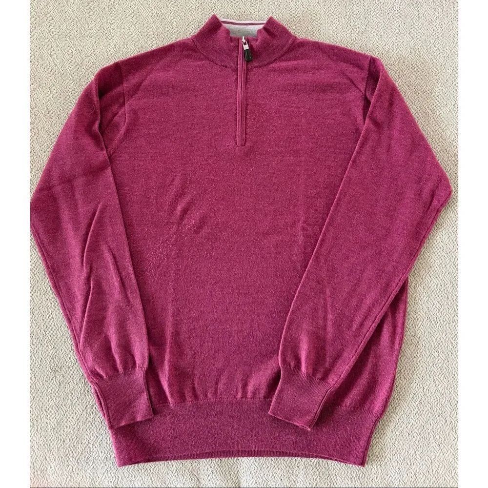 Peter MillarโMerino Wool Silk 1/4 Zip Sweater Men's Medium Purple Magenta